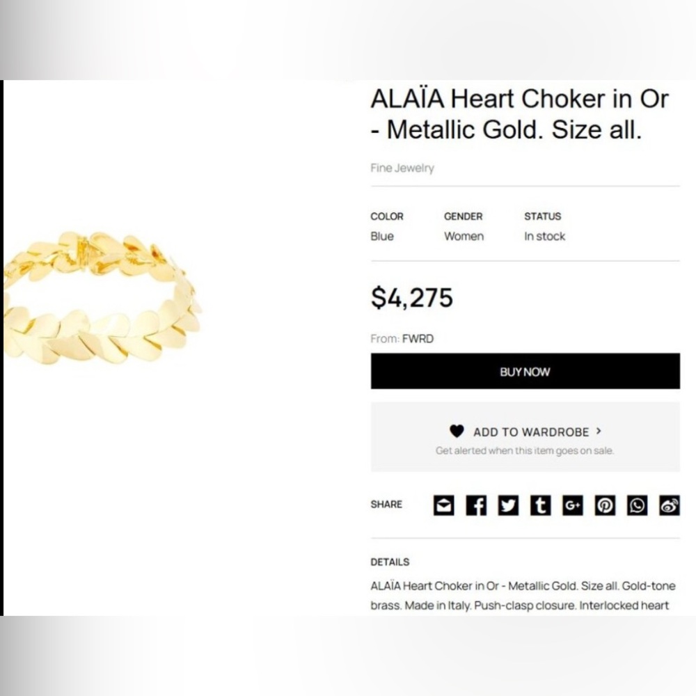 Alaia Heart Choker in Or gold heart necklace leaf - Picture 2 of 12